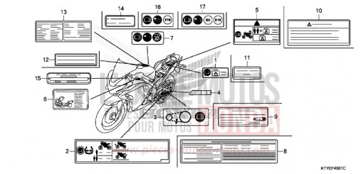ETIQUETTE DE PRECAUTIONS (EXCEPT KO) CBR125RTF de 2015